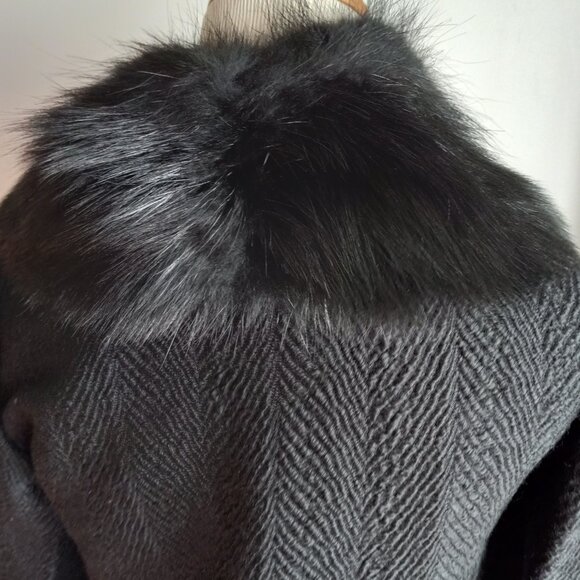 DOLCE & GABBANA BLACK WOOL FUR COLLAR SKIRT SUIT NWT IT 40 US 4 - Picture 11 of 16